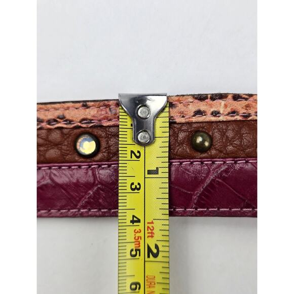 Leatherock Women\'s 36 triple Leather Pink Brown & Snakeskin Large Jeweled Buckle main image 16